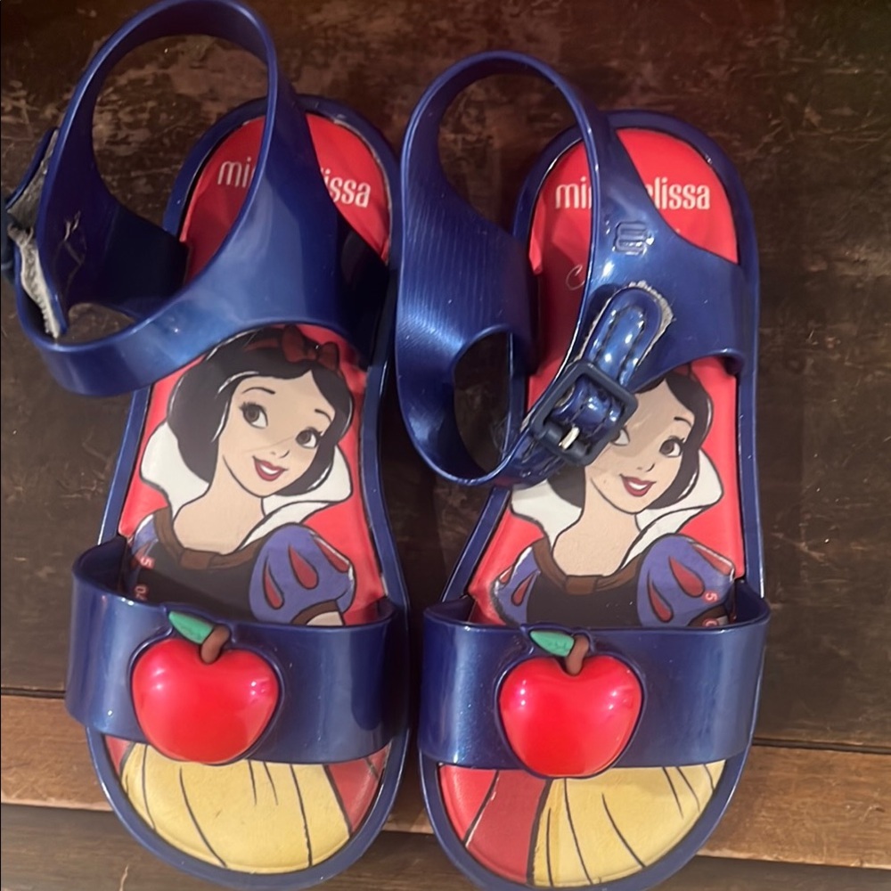 Mini Melissa Blue Sandals with Apple Design Snow White shoes size 10